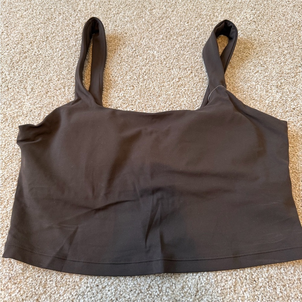 Athleta transcend square neck crop bra brown XL A-C cups NWT